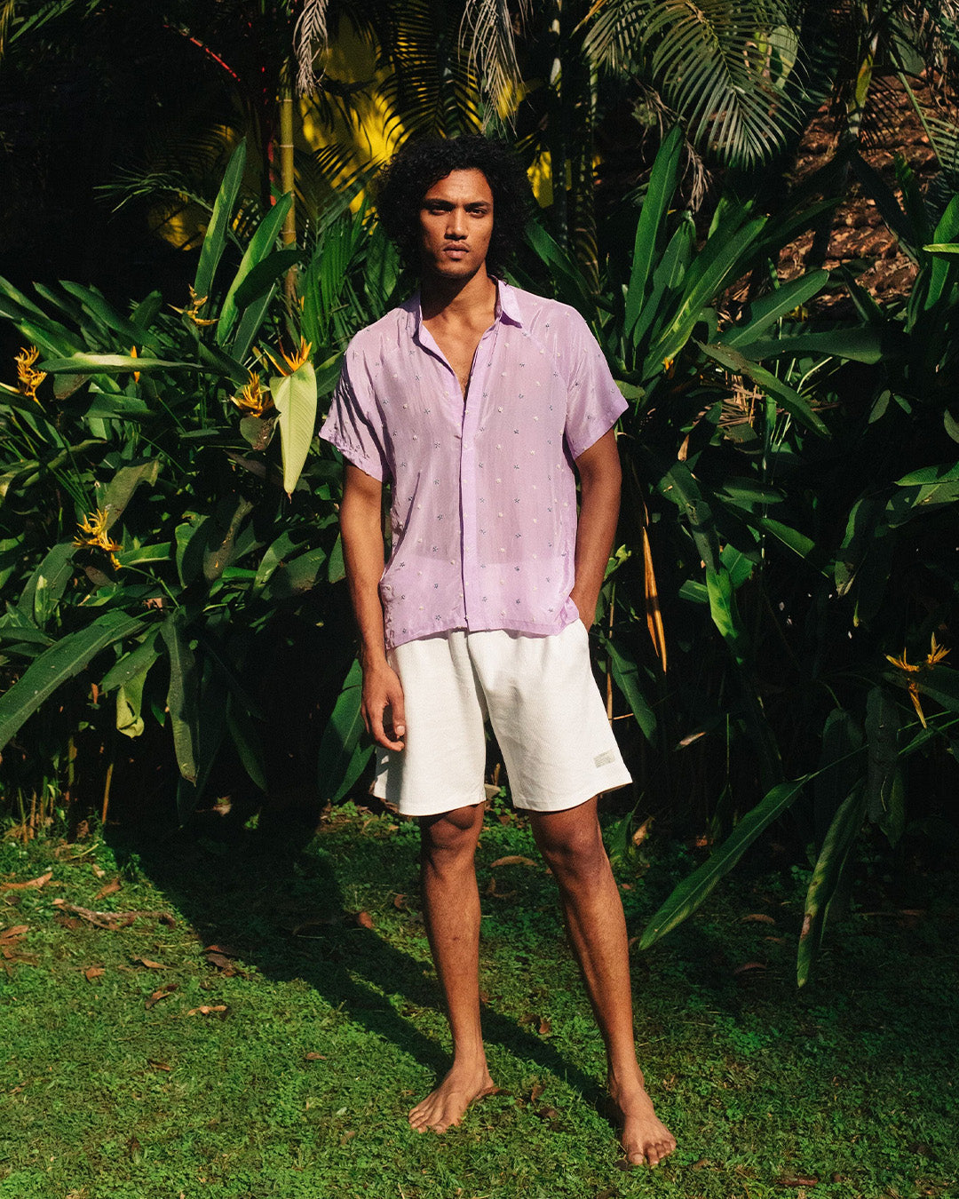 Lavender  Shirt With Hand Embroidery