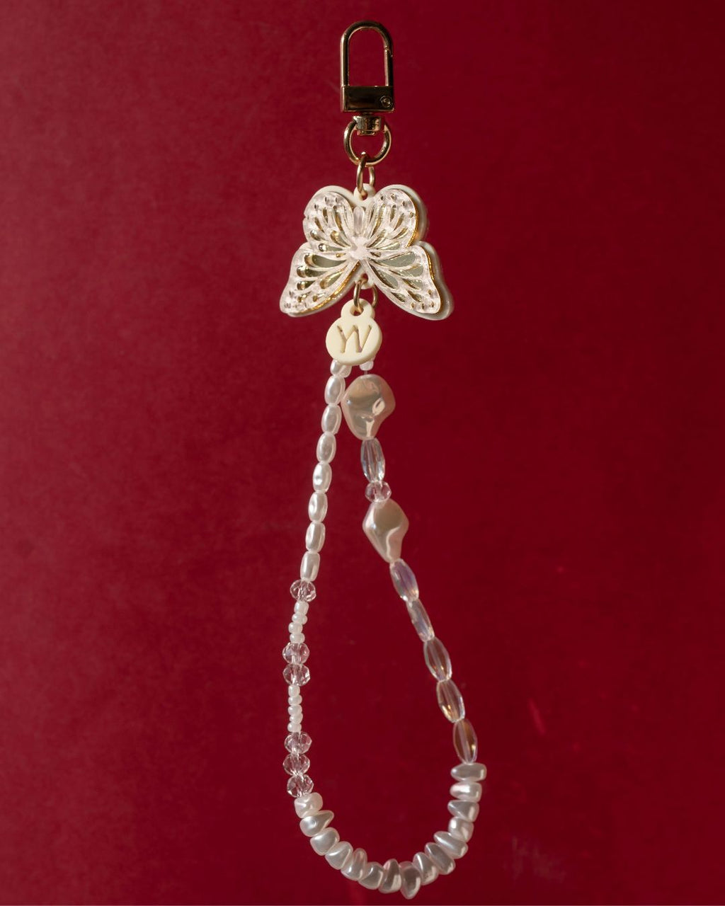 WHITE ELARA SHORT PHONE STRAP