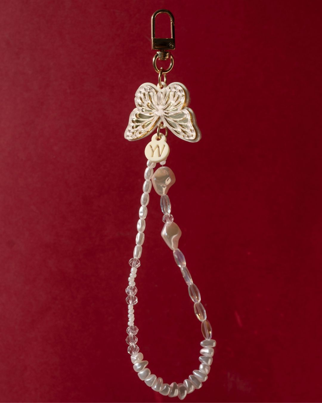 WHITE ELARA SHORT PHONE STRAP