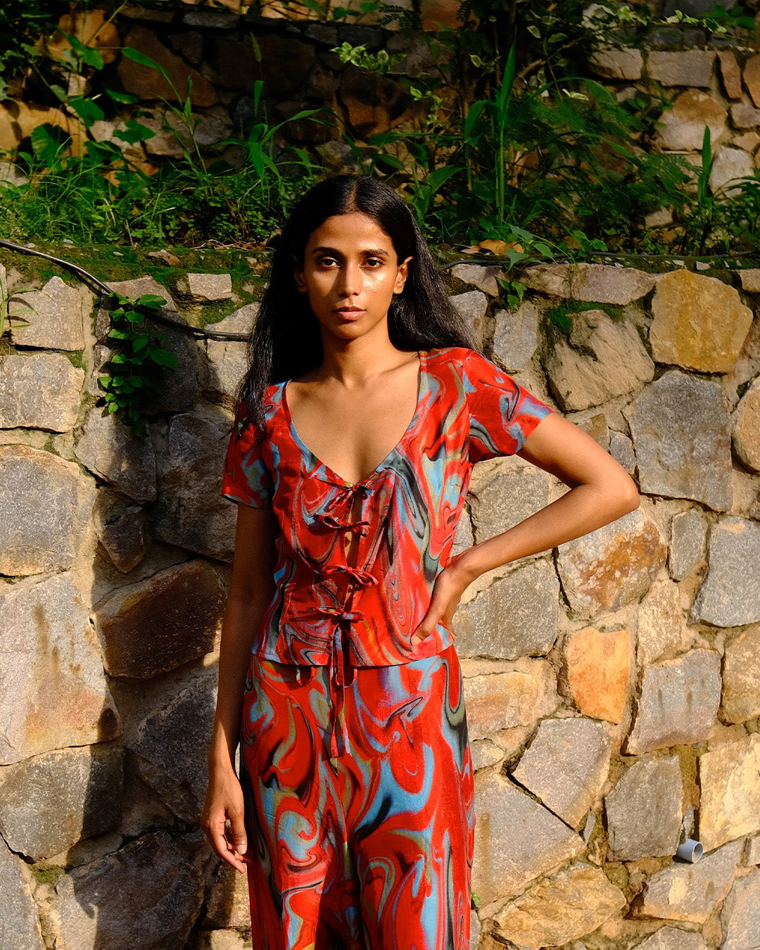 Cayenne Wave Four Tie Top