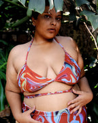 Cayenne Wave Triangle Bikini Top with Wrap Around String