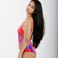 Low Back One Piece Swimsuit - Candy Wave
