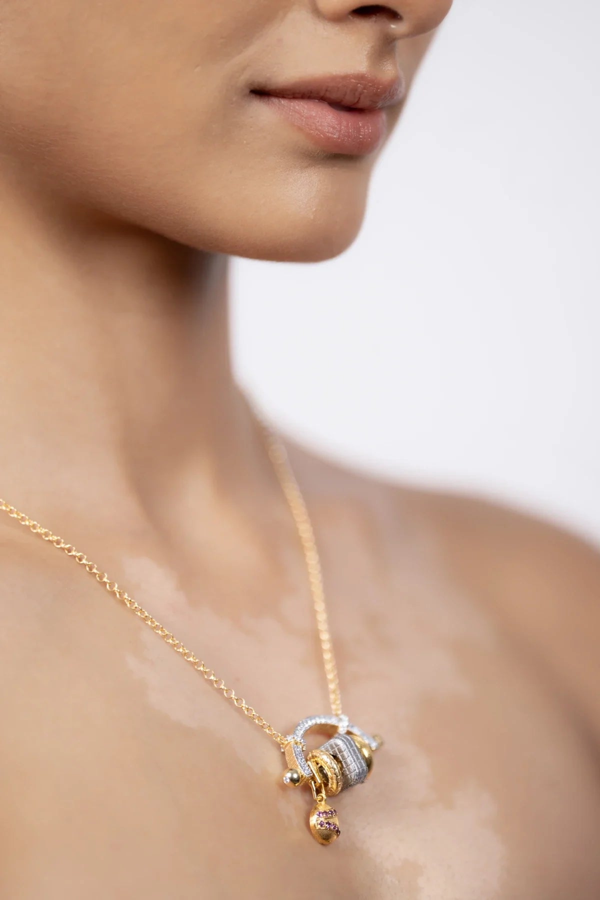 Square Print Circle Charm
