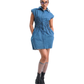 CREASED DRESS- BLUE