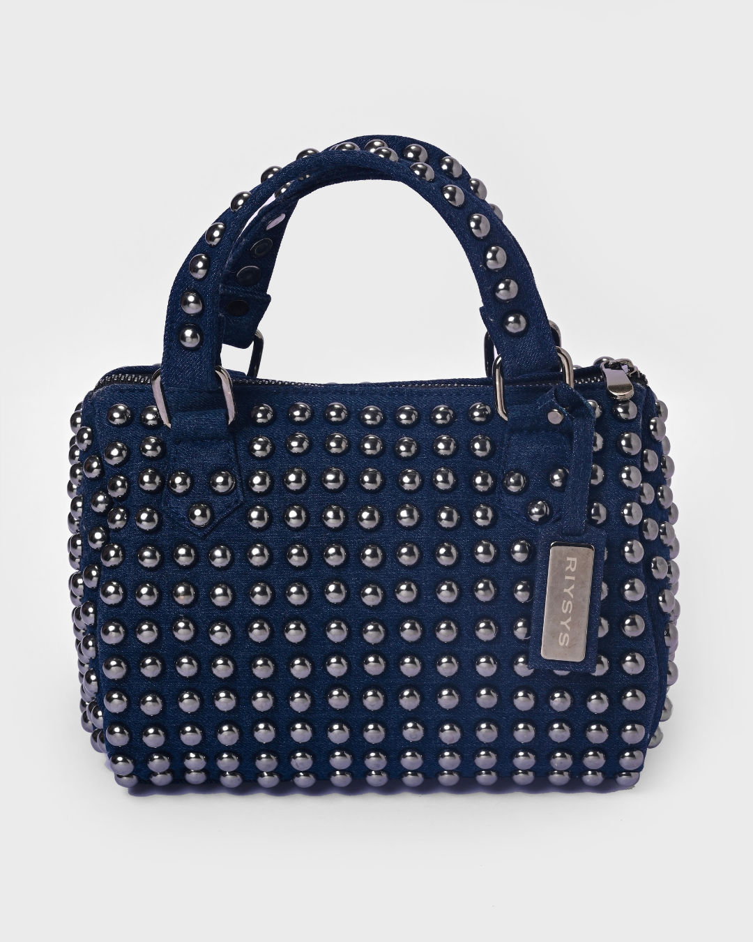 Cobalt Studded Barrel Bag