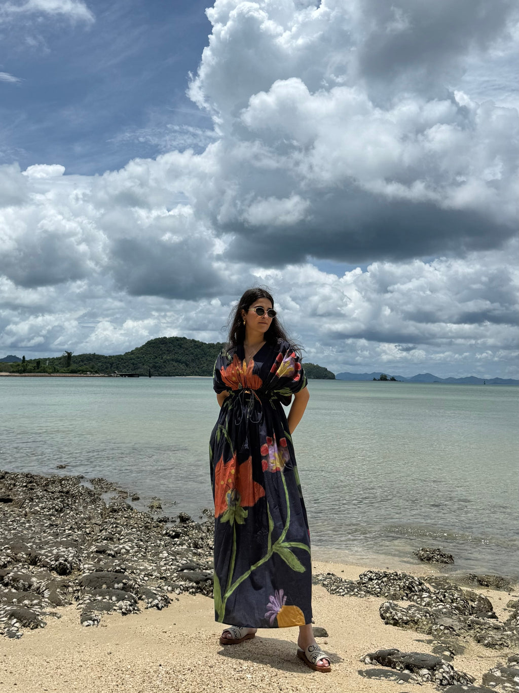 Nirvana Dress in Sorrento Bloom Print (Endless Blue)