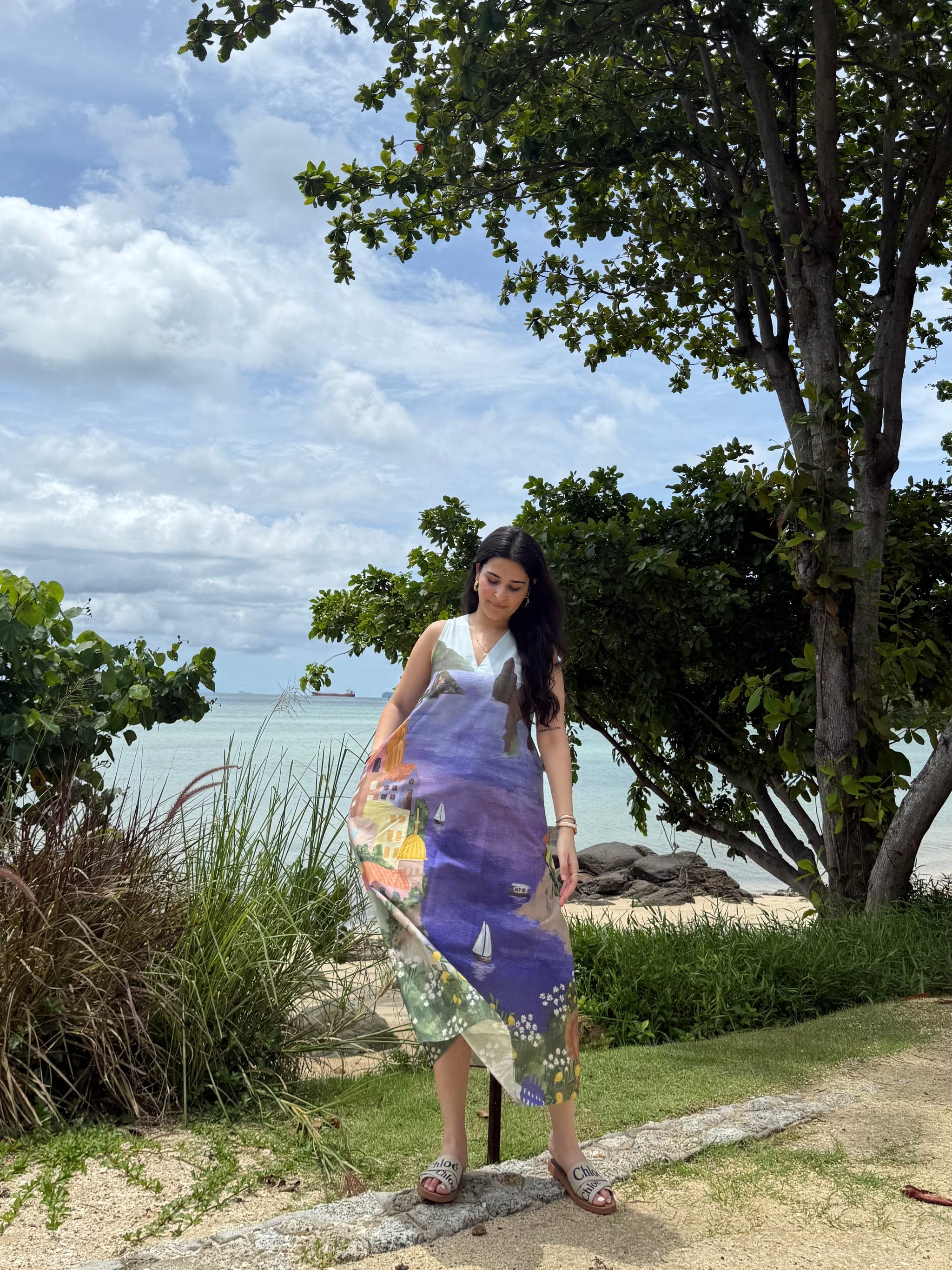 Hibiscus Dress in Coastal Serenade Print