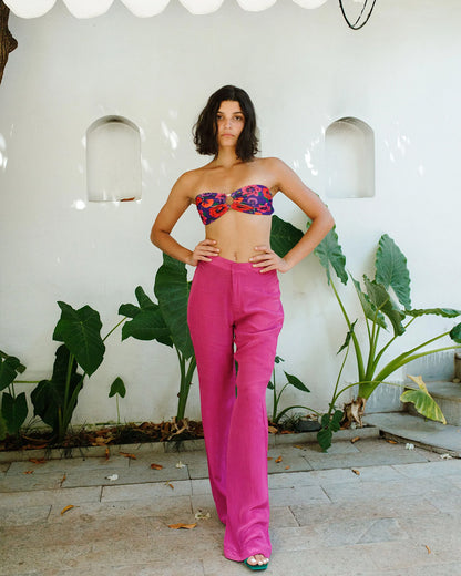 Magenta High Waist Trousers