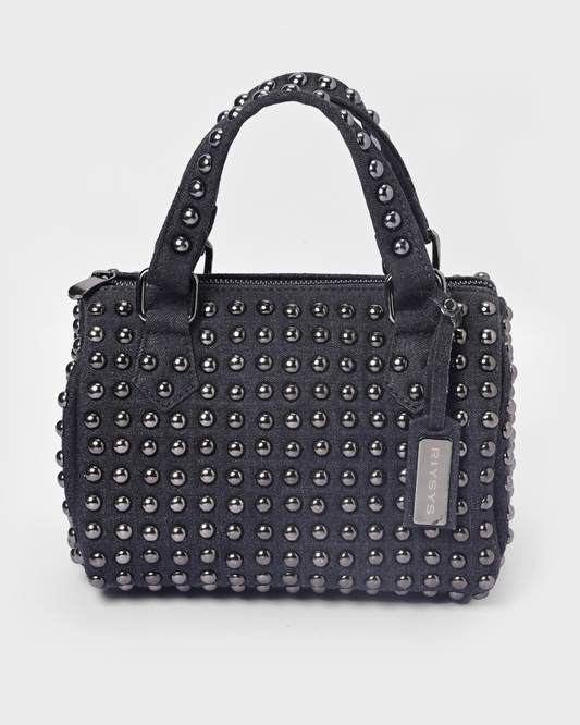 Charcoal Studded Barrel Bag