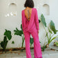 Magenta Plunge Back Top With Handcrafted Tie-Ups
