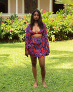 Oriental Poppy High Waist A-Line Skirt With Inner Shorts