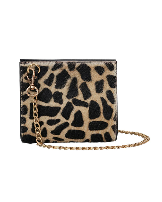 Cattle Print Hair-on Micro Bag with Dull Gold Chain