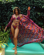 Oriental Poppy Front Open Kaftaan