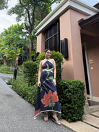 Aaleyah Dress in Sorrento Bloom Print (Endless Blue)