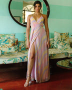 Jasmine Wave Wrap Dress With Hand Crochet Flower Straps