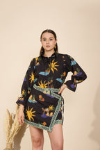 Sahara Co-ord Set in Hidden Spring Print (Black)