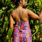 Oriental Poppy Short Slip Dress With Adjustable Handcrafted Straps