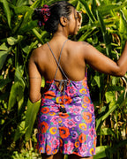 Oriental Poppy Short Slip Dress With Adjustable Handcrafted Straps