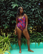 Oriental Poppy One Piece Swimsuit