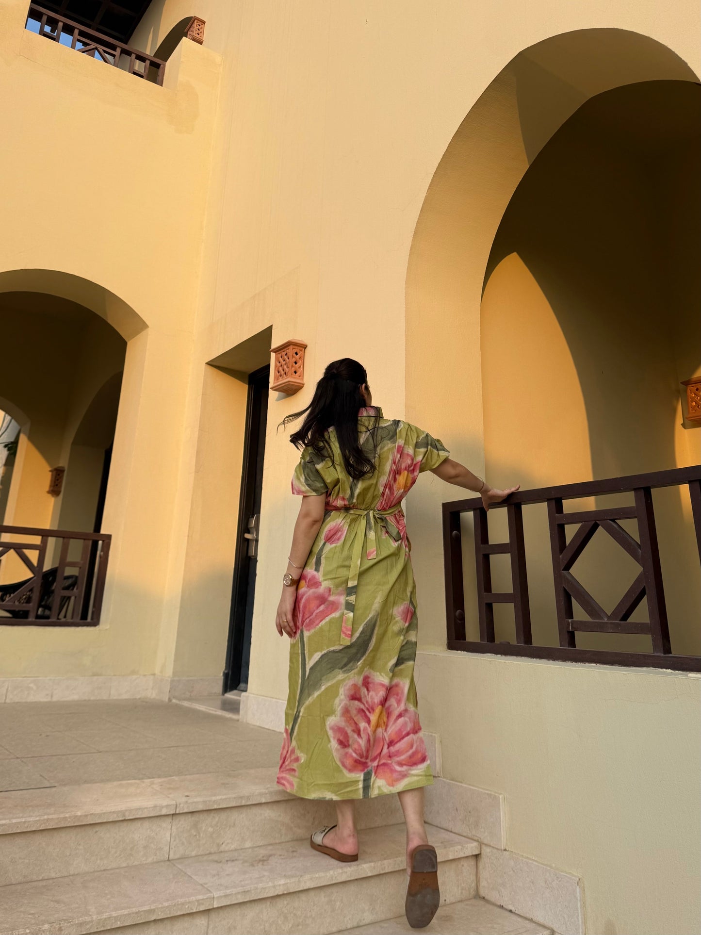 Alessia Dress in Tuscan Olive Print