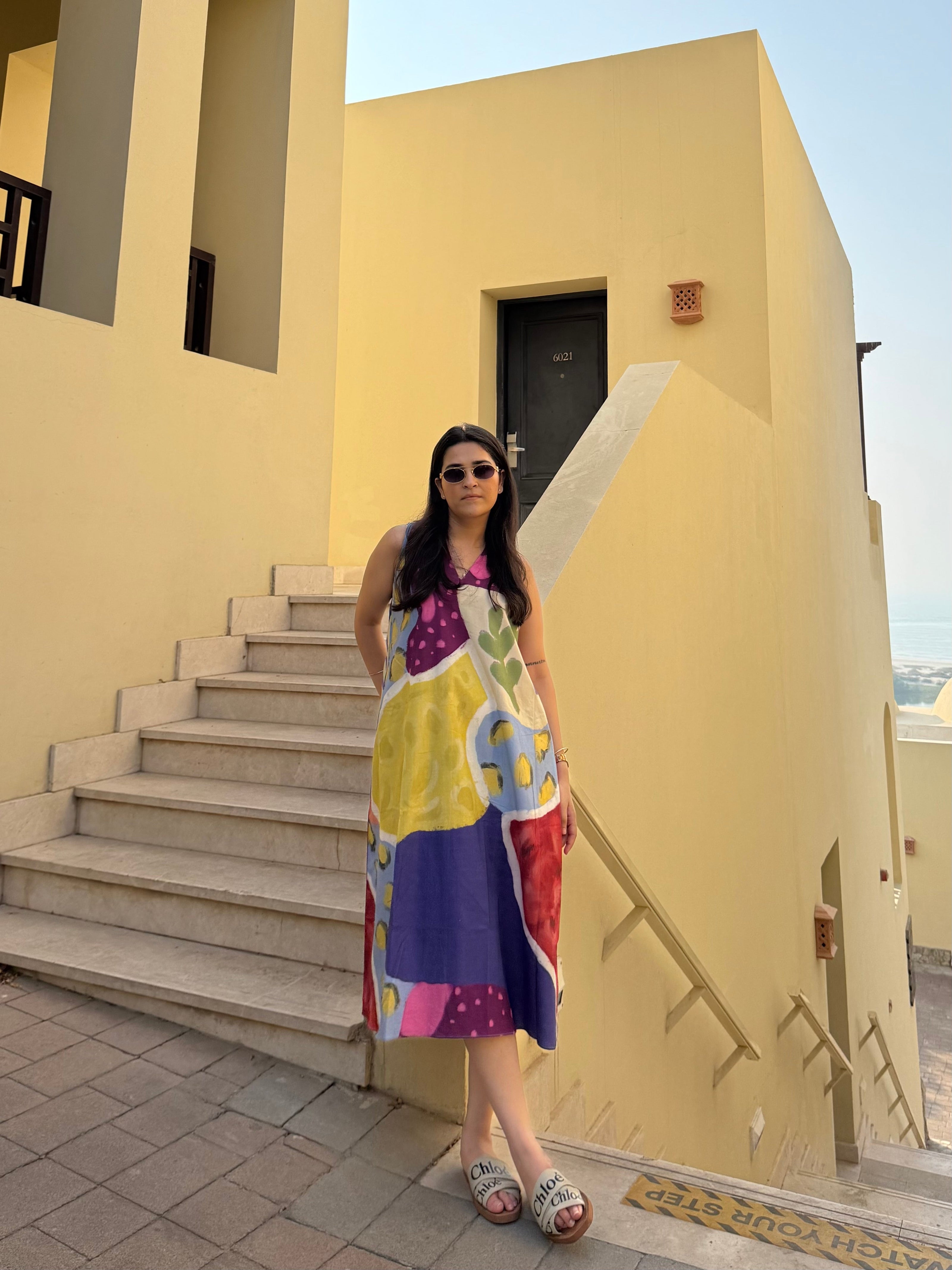 Hibiscus Dress in Florentine Mosaic Print