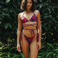 Oriental Poppy Triangle Bikini Top With String Bikini Bottom