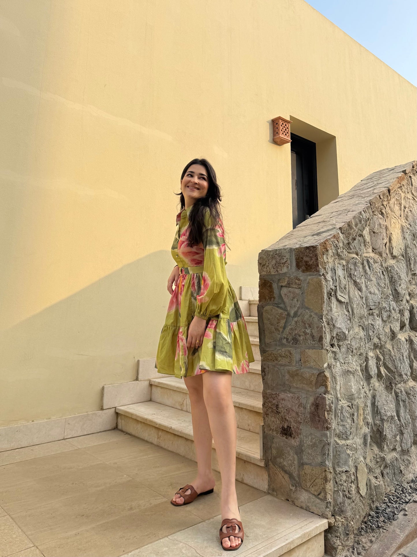 Rosabella Dress in Tuscan Olive Print