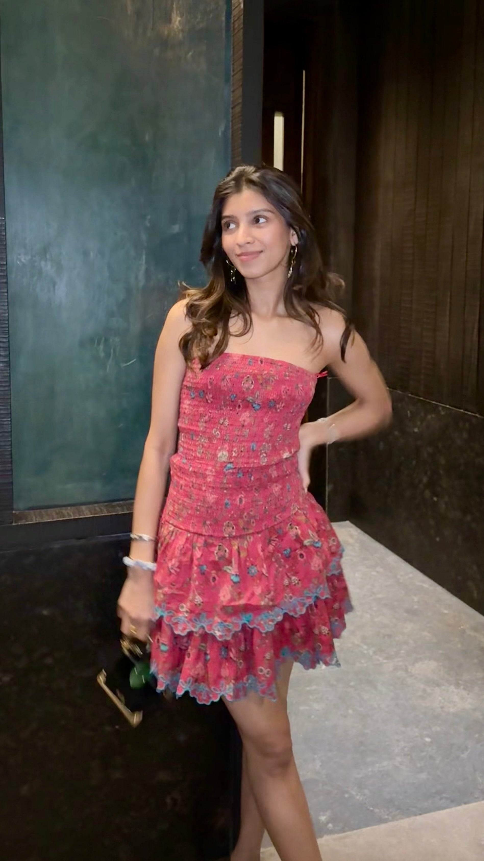 Ria Biyani in Apricot Mini Dress