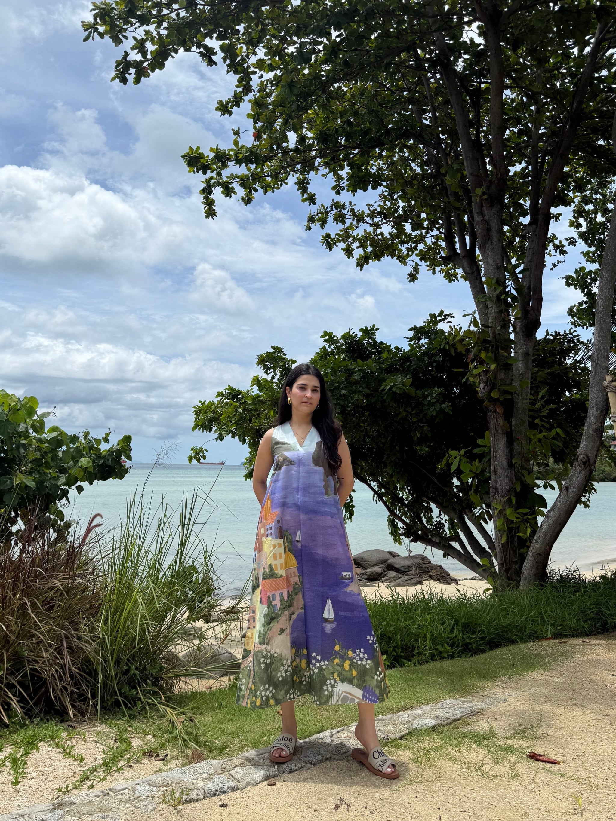 Hibiscus Dress in Coastal Serenade Print