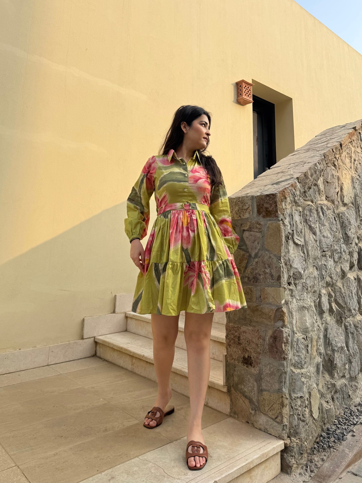 Rosabella Dress in Tuscan Olive Print