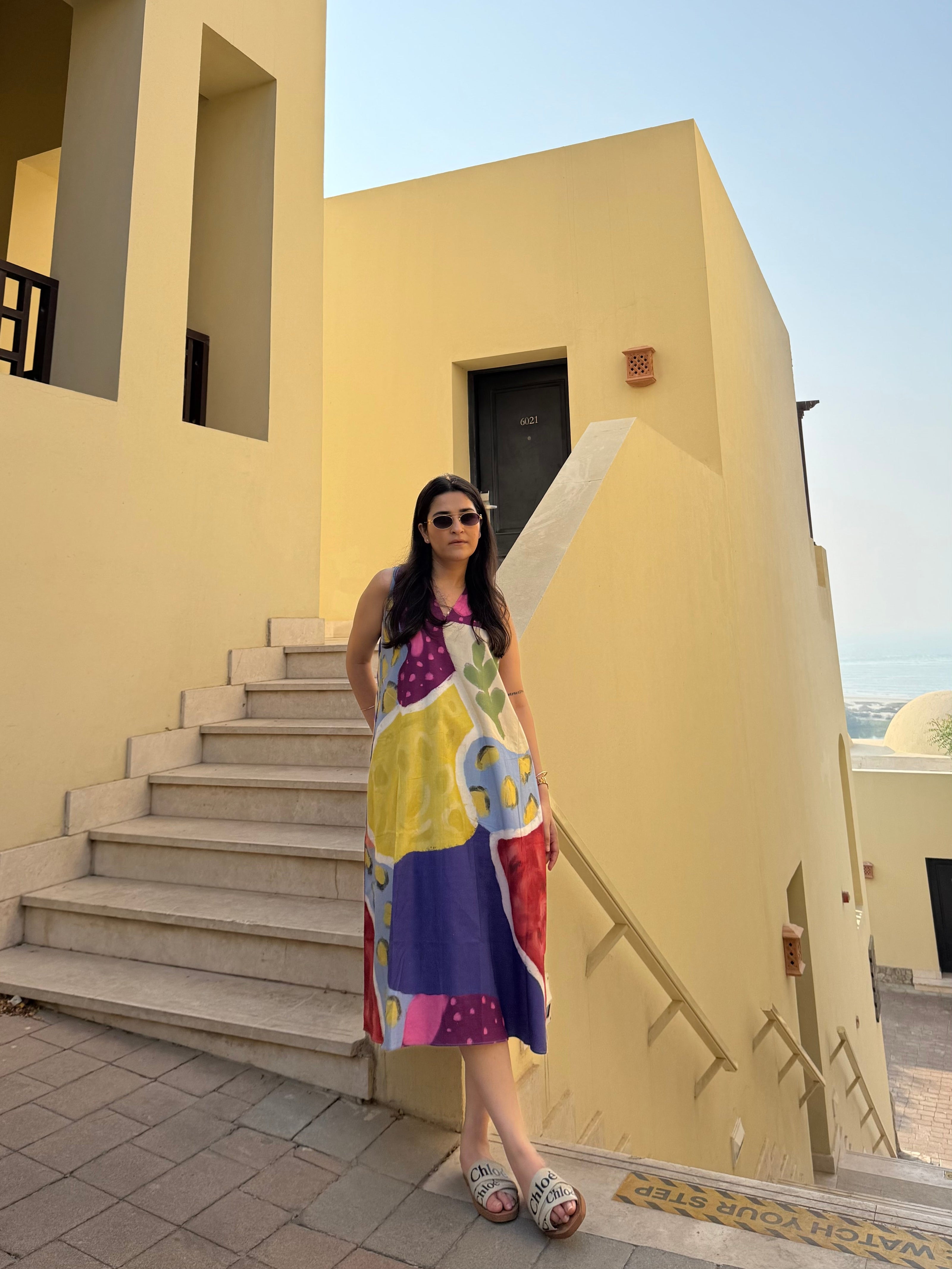 Hibiscus Dress in Florentine Mosaic Print