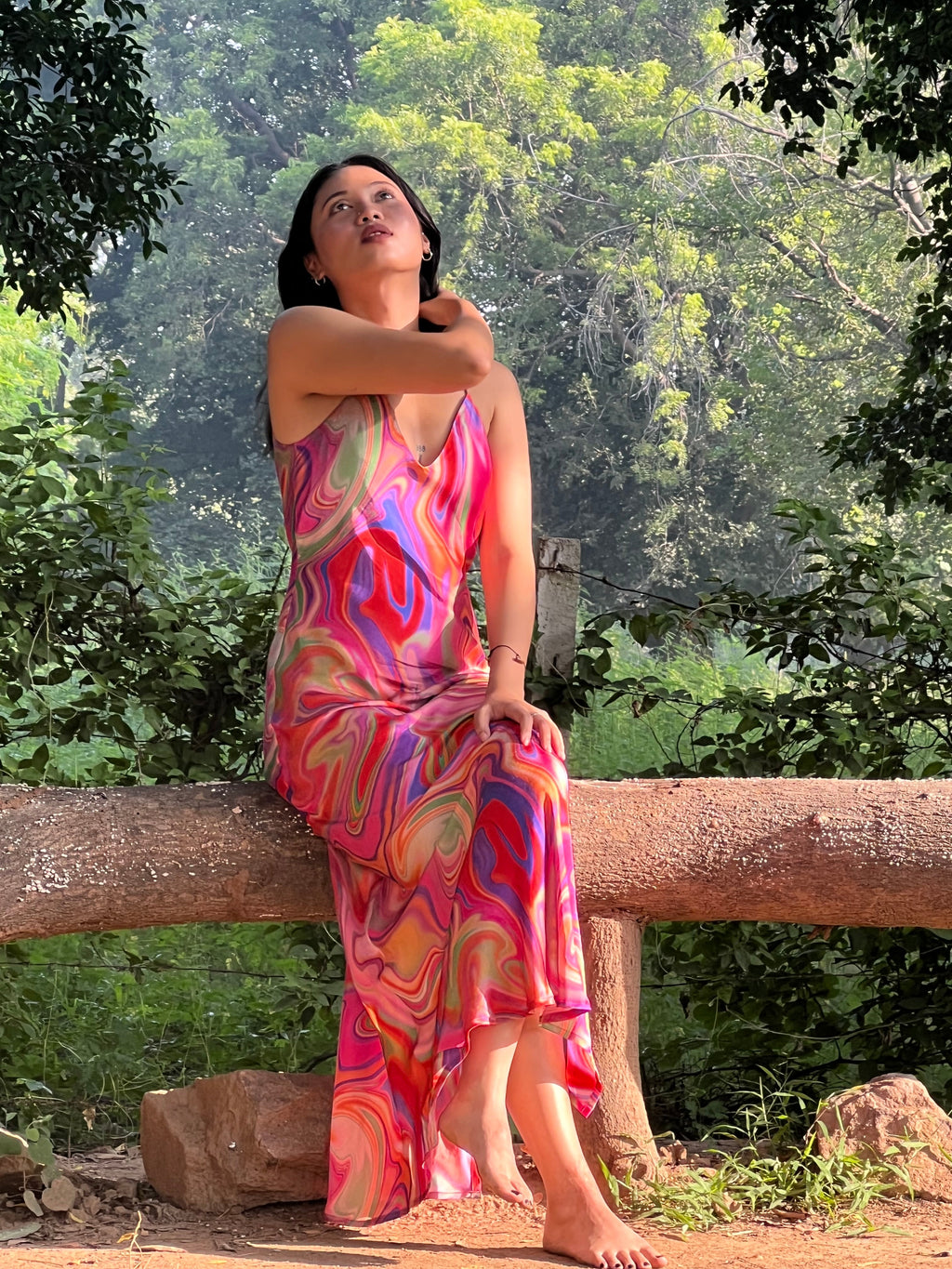 Satin Slip Dress - Candy Wave