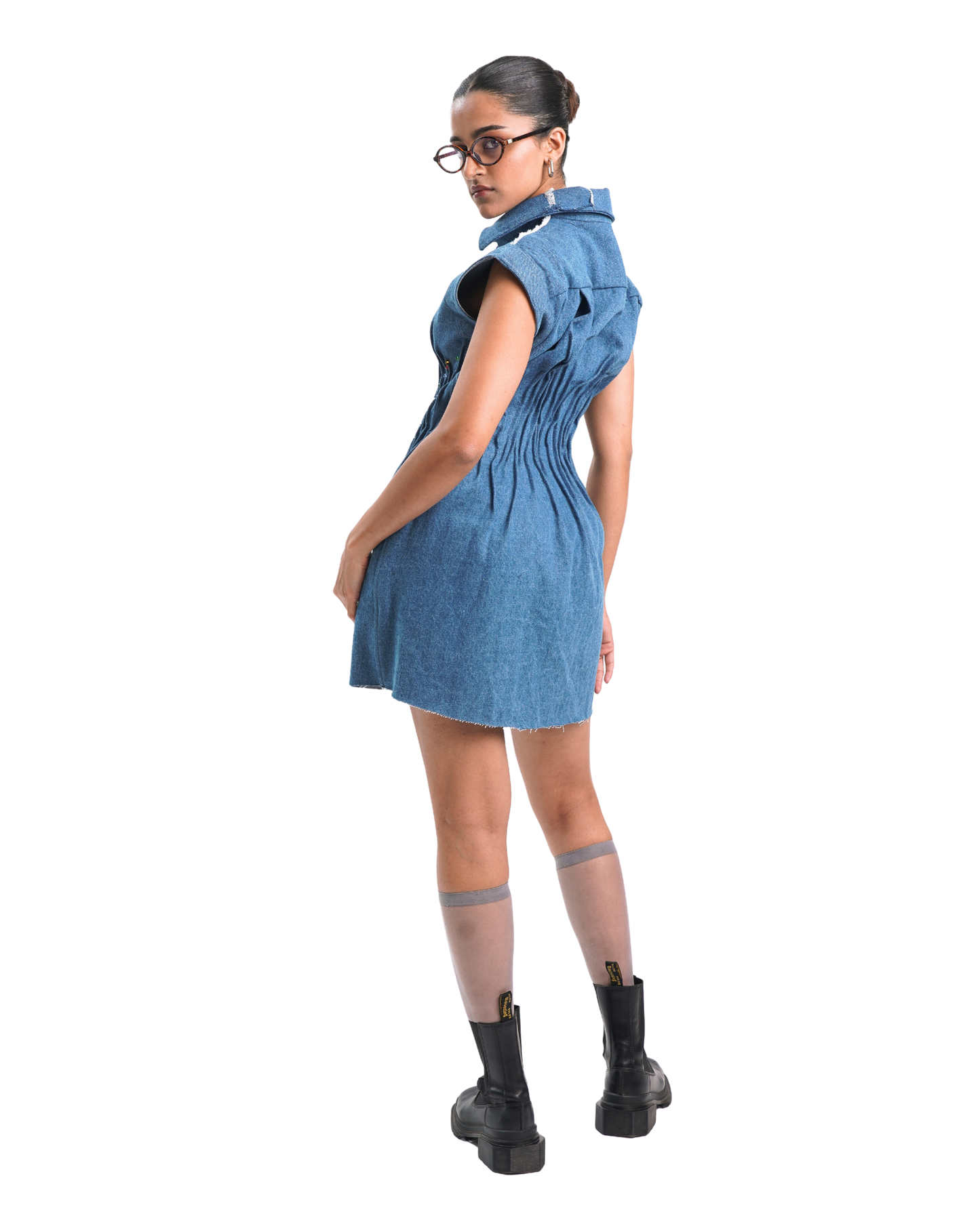 CREASED DRESS- BLUE