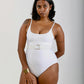 One-Piece Swimsuit with Removable Belt- White