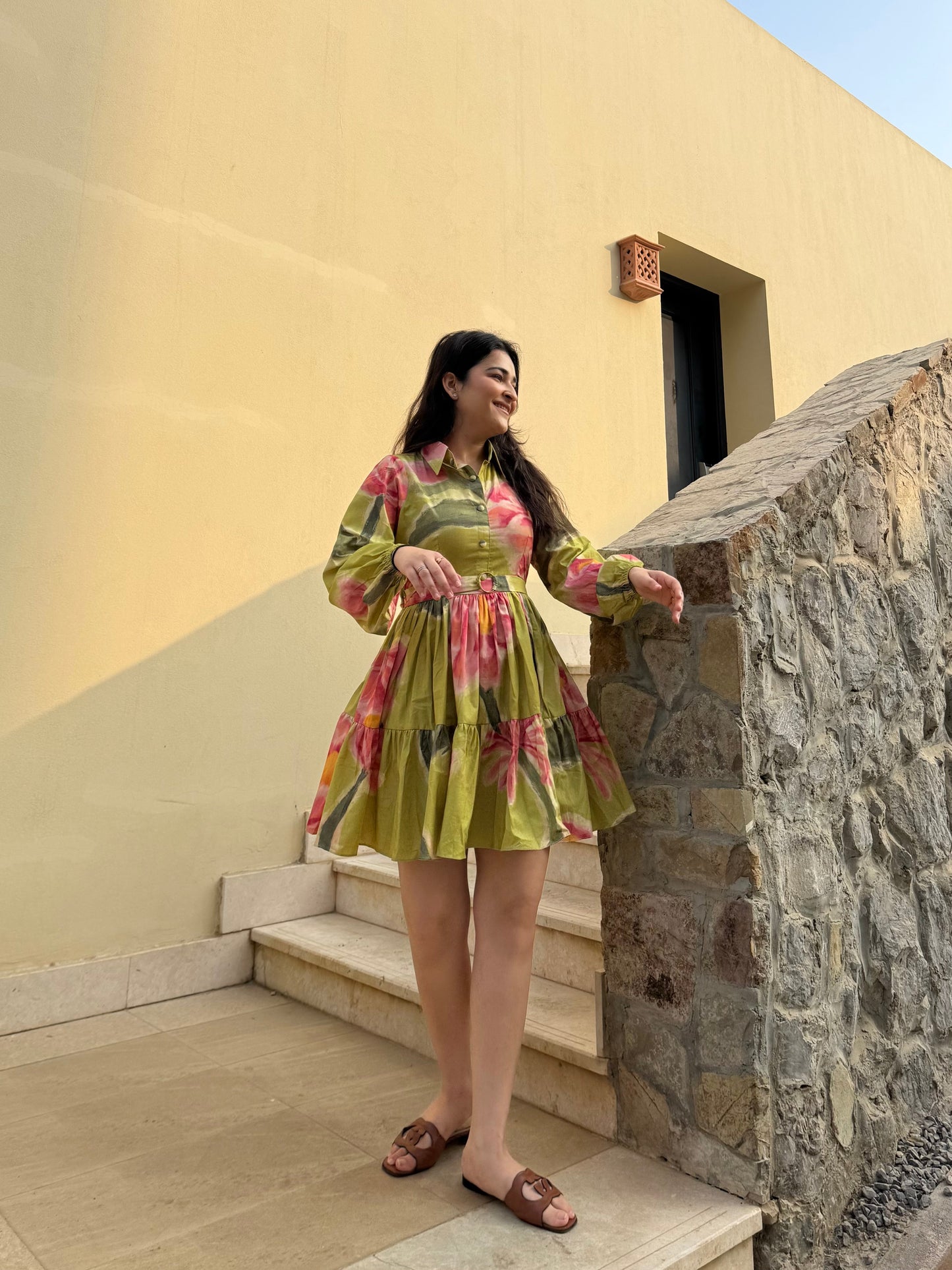 Rosabella Dress in Tuscan Olive Print