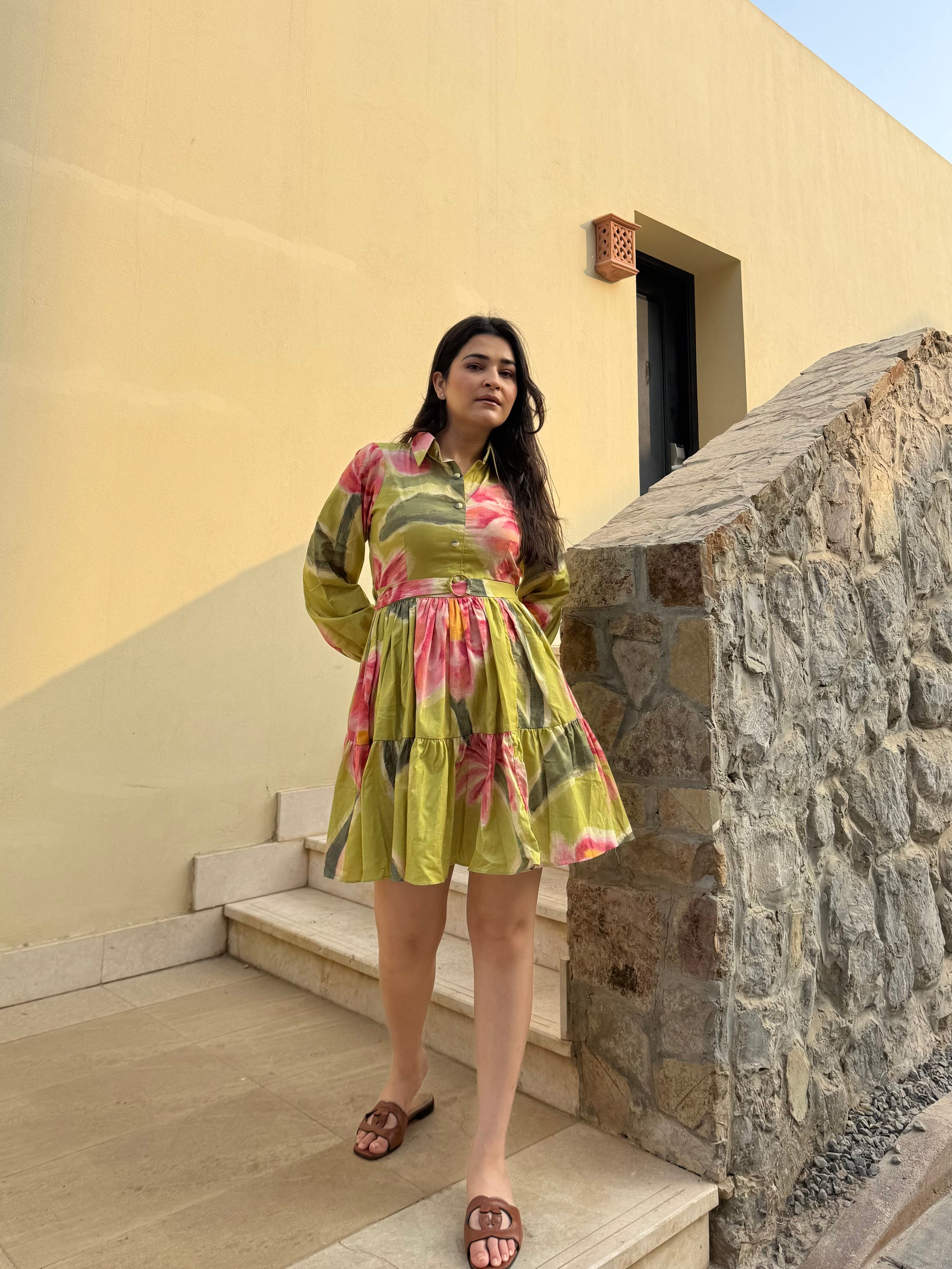 Rosabella Dress in Tuscan Olive Print