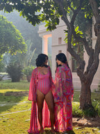 One Piece Swimsuit with Removable Belt - Candy Stripes