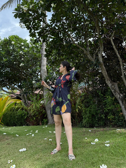 Mira Dress in Sorrento Bloom Print (Endless Blue)