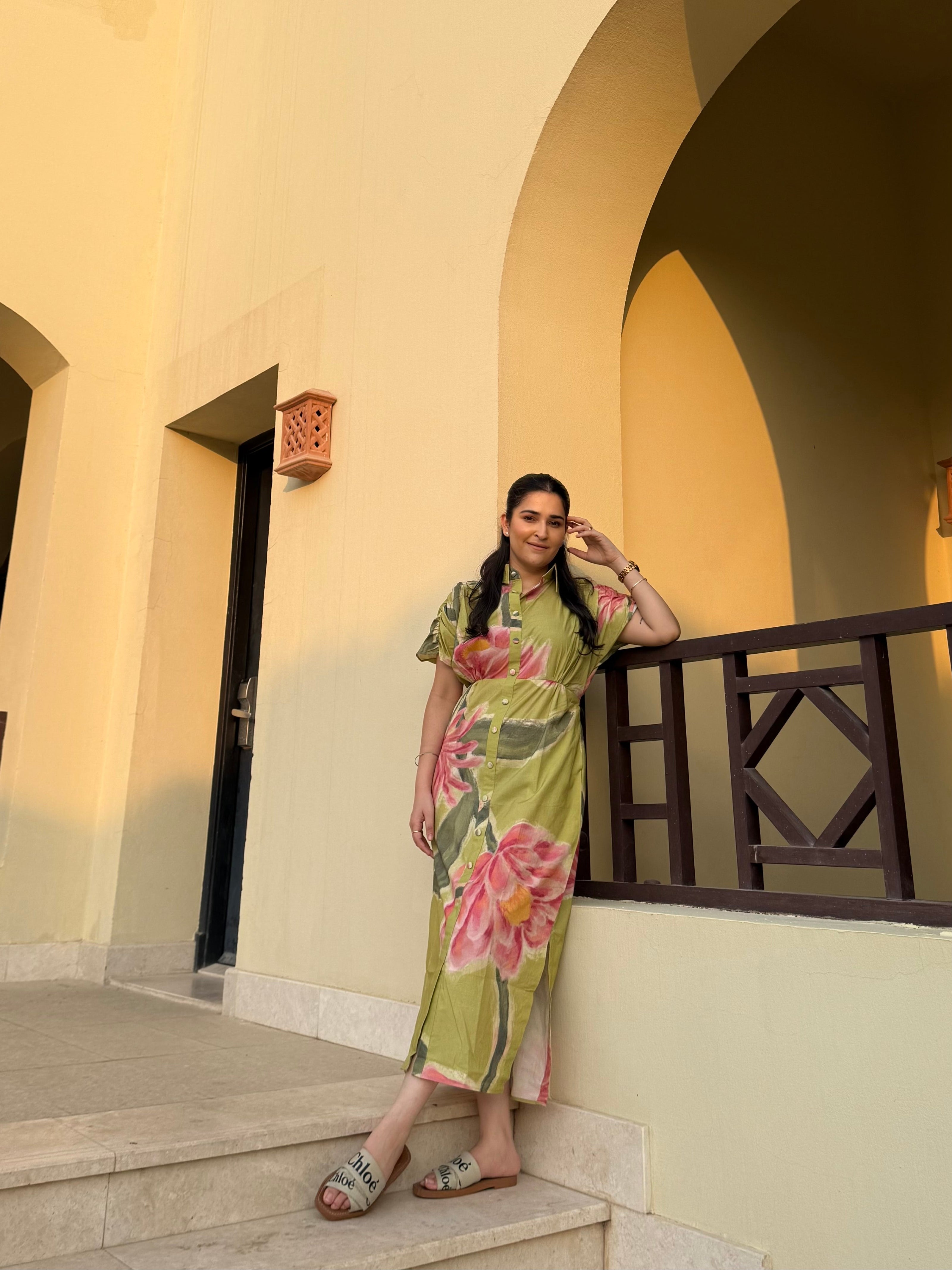 Alessia Dress in Tuscan Olive Print