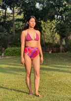 High Waist and High Coverage Bikini Bottom - Candy Wave