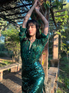 Emerald Jungle Georgette Sheer Shirt