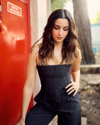 Bunny Ears Corset With Angle Fly Pants - Dark Grey