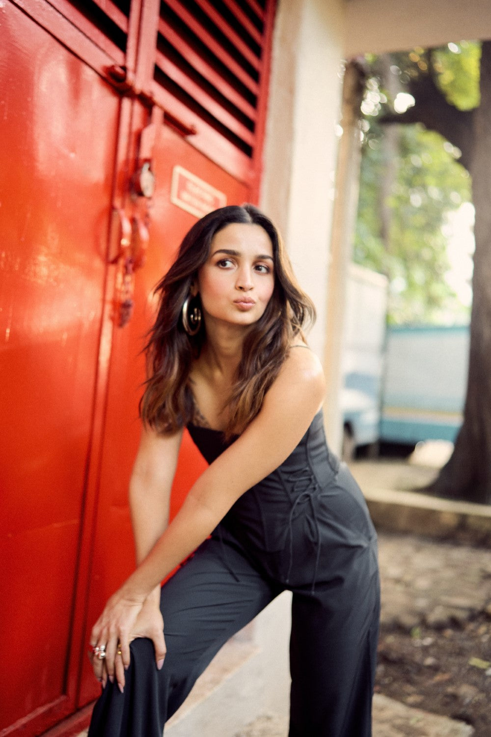 Bunny Ears Corset With Angle Fly Pants - Dark Grey