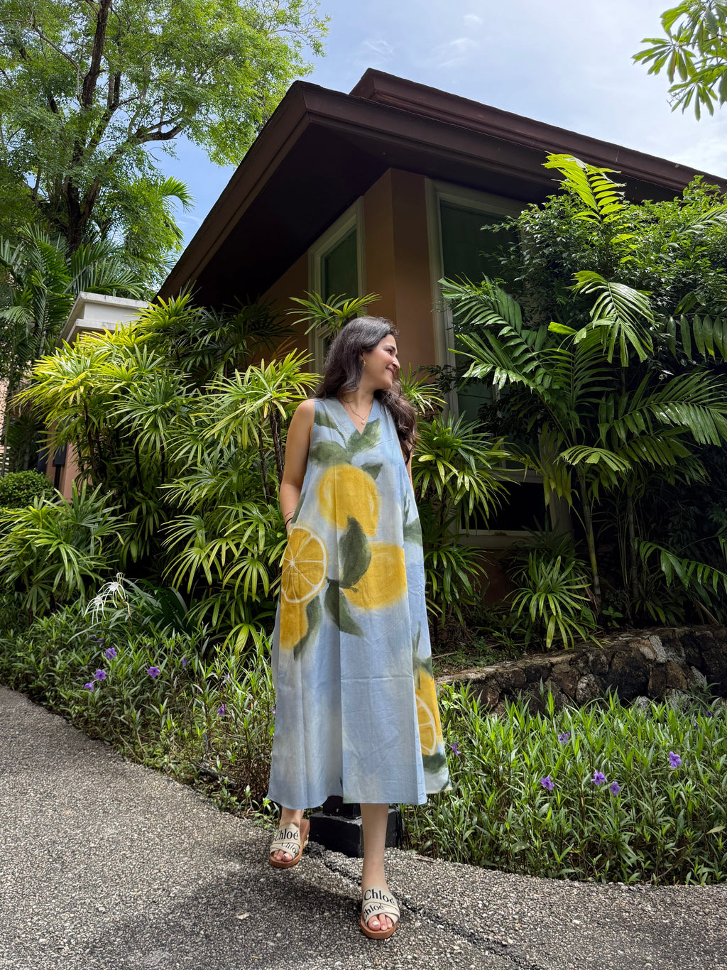 Hibiscus Dress in Limoncello Print