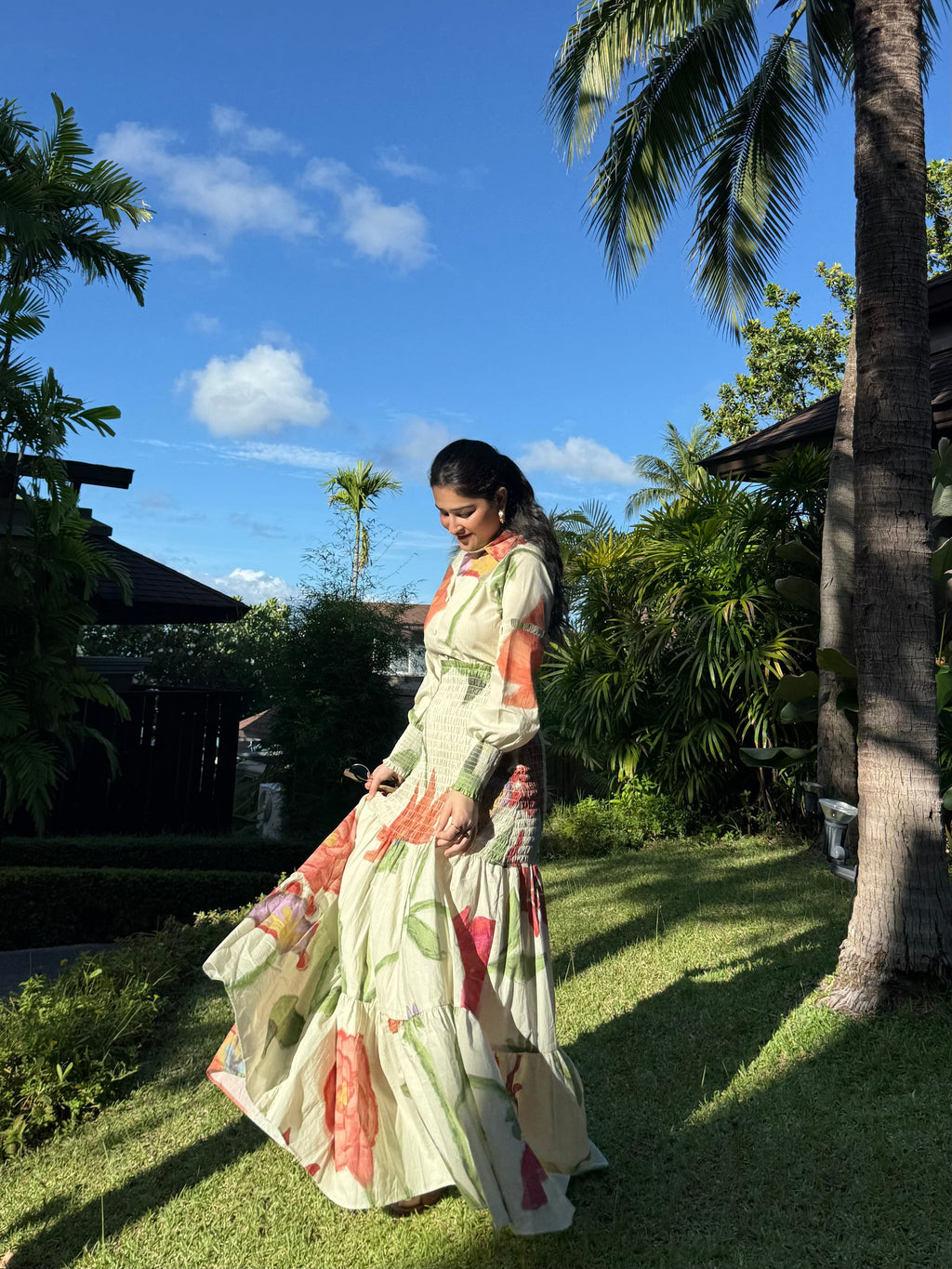 Azzurra Dress in Sorrento Bloom Print (Butter Yellow)