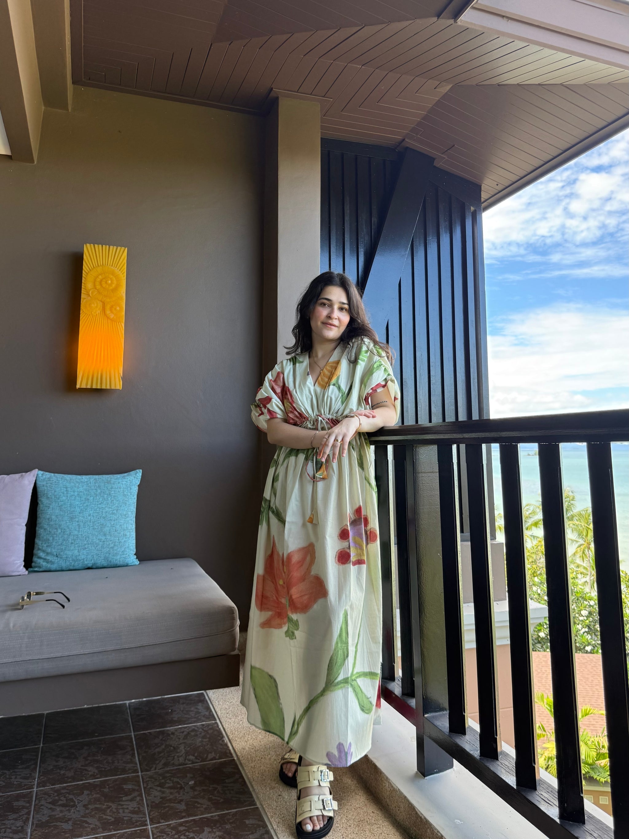 Nirvana Dress in Sorrento Bloom Print (Butter Yellow)