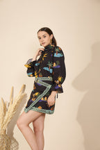 Sahara Co-ord Set in Hidden Spring Print (Black)