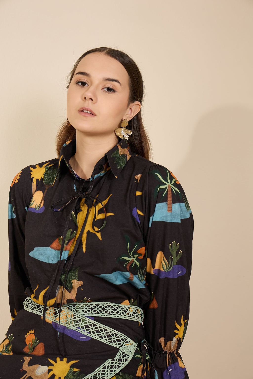 Sahara Co-ord Set in Hidden Spring Print (Black)