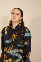 Sahara Co-ord Set in Hidden Spring Print (Black)