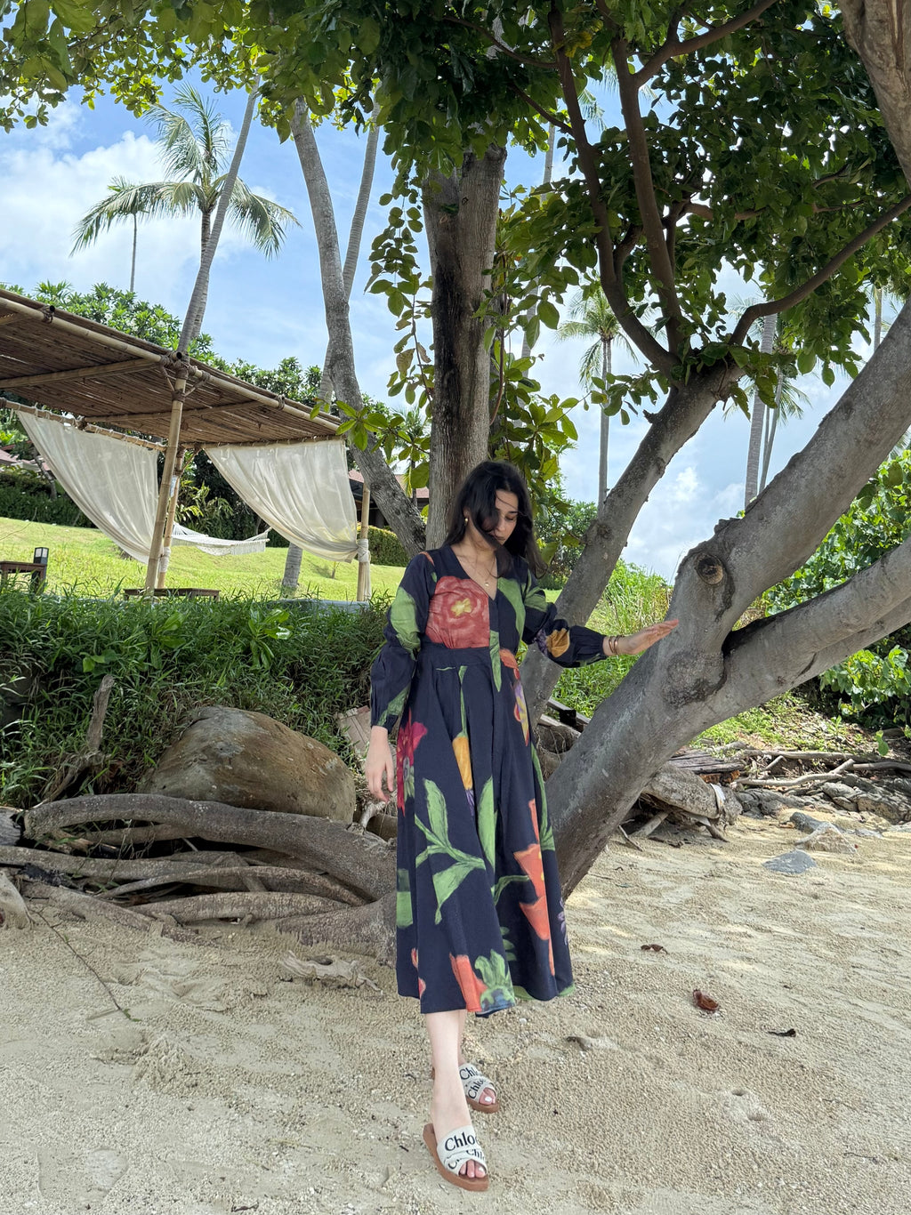 Selene Dress in Sorrento Bloom Print (Endless Blue)